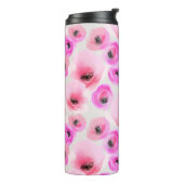 Roze Bloemen Waterverf Digitale Kunst Thermosbeker (Gedraaid links)