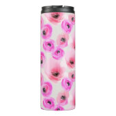 Roze Bloemen Waterverf Digitale Kunst Thermosbeker (Achterkant)