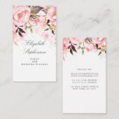 Roze Bloemen Waterverf Elegant en Modern Visitekaartje (Voorkant / Achterkant)