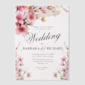 Roze Bloemen Waterverf Elegantie bruiloft Vellum Uitnodigingen (Voorkant)