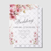 Roze Bloemen Waterverf Elegantie bruiloft Vellum Uitnodigingen (Offset (Uitnodiging))