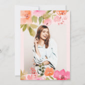  roze bloemen waterverf foto chique Sweet 16 Kaart (Achterkant)