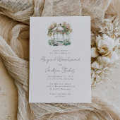 Roze Bloemen Waterverf Gazebo Bruiloft Uitnodiging