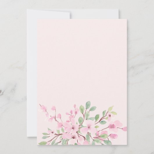 Roze bloemen waterverf goud Eerste Heilige Communi Kaart (Achterkant)