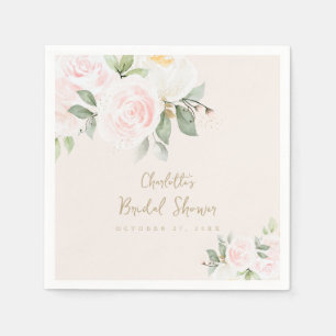 Roze Bloemen Waterverf Goud Vrijgezellenfeest serv Servet