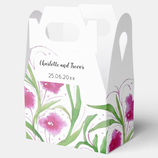 Roze Bloemen Waterverf Handbeschilderd Bedankdoosjes (Geopend)