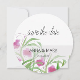 Roze Bloemen Waterverf Handbeschilderd Feestdagenkaart