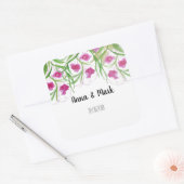 Roze Bloemen Waterverf Handbeschilderd Vierkante Sticker (Envelop)