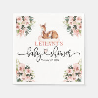 Roze Bloemen Waterverf Herten Baby shower