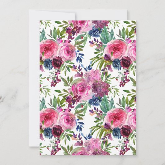 Roze Bloemen Waterverf Hindu Ganesh Bruiloft Kaart (Achterkant)