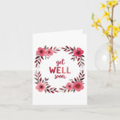 Roze Bloemen Waterverf KRIJGEN GOED BINNENKORT Kaa Kaart (Gele Bloem)