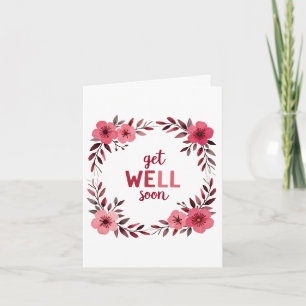Roze Bloemen Waterverf KRIJGEN GOED BINNENKORT Kaa Kaart