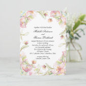 Roze Bloemen Waterverf Lijst Kaart (Staand voorkant)