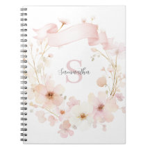Roze Bloemen Waterverf Monogram