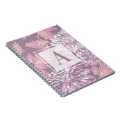 Roze bloemen, waterverf, monogram, personaliseren notitieboek (Rechterzijde)