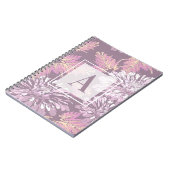 Roze bloemen, waterverf, monogram, personaliseren notitieboek (Linkerzijde)