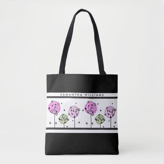 Roze Bloemen Waterverf Monogram Tote Bag (Voorkant)