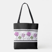 Roze Bloemen Waterverf Monogram Tote Bag (Achterkant)
