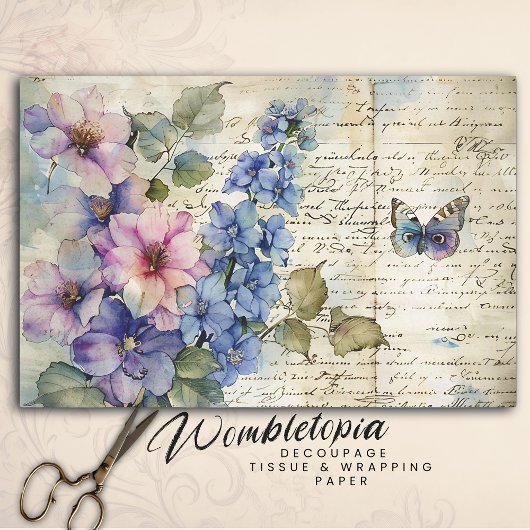  Roze Bloemen Waterverf op Antiek Papier