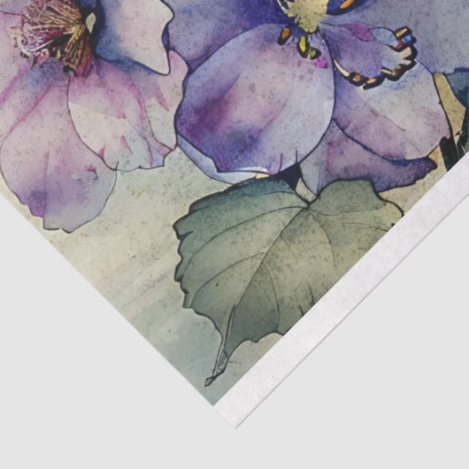 Roze Bloemen Waterverf op Antiek Papier (Detail)