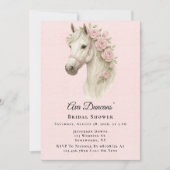 Roze Bloemen Waterverf Paard Bruids Shower Kaart (Voorkant)