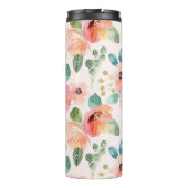 Roze Bloemen Waterverf Reizen Thermische Tumbler Thermosbeker (Achterkant)