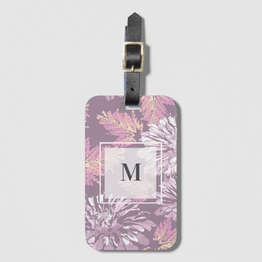 Roze bloemen, waterverf, retro bagagelabel (Voorkant (verticaal))