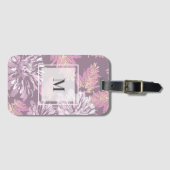 Roze bloemen, waterverf, retro bagagelabel (Voorkant (horizontaal))