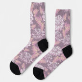 Roze bloemen, waterverf, retro sokken (Links)