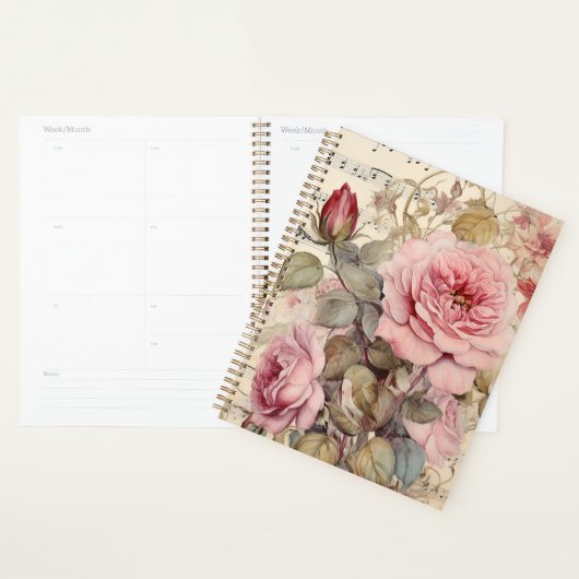 Roze Bloemen Waterverf Rozen Planner (Display)