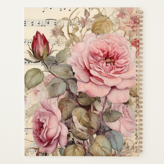 Roze Bloemen Waterverf Rozen Planner (Achterkant)