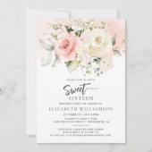 Roze Bloemen Waterverf Sweet 16 Kaart (Voorkant)