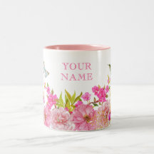 Roze Bloemen waterverf Tropische vogel aangepaste 