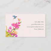 Roze Bloemen waterverf tropische vogel Visitekaartje (Achterkant)