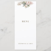 Roze Bloemen Waterverf Trouwdiner Menu (Voorkant)