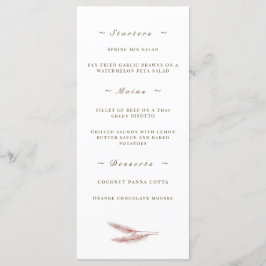 Roze Bloemen Waterverf Trouwdiner Menu