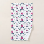 Roze Bloemen waterverf Tulp Bad Handdoek (Handdoek)