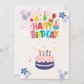 Roze Bloemen Waterverf Verjaardag Uitnodiging Kaar (Voorkant)