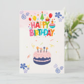 Roze Bloemen Waterverf Verjaardag Uitnodiging Kaar (Staand voorkant)