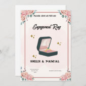 Roze Bloemen Waterverf Verloving Uitnodiging (Voorkant / Achterkant)