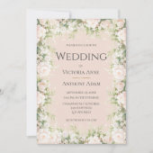 Roze Bloemen Waterverf Vintage bruiloft Kaart (Voorkant)