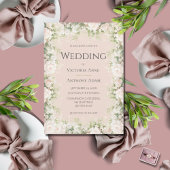 Roze Bloemen Waterverf Vintage bruiloft Kaart