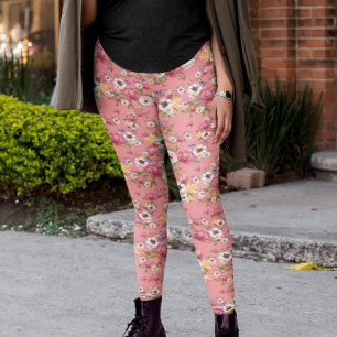 Roze bloemen Waterverf voor haar Leggings