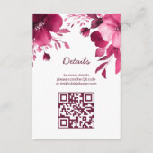 Roze Bloemen Waterverf Vrijgezellenfeest CUSTOM QR Informatiekaartje (Voorkant)