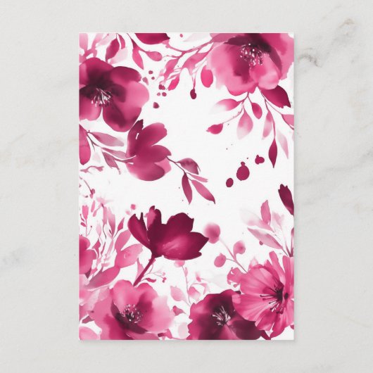 Roze Bloemen Waterverf Vrijgezellenfeest CUSTOM QR Informatiekaartje (Achterkant)