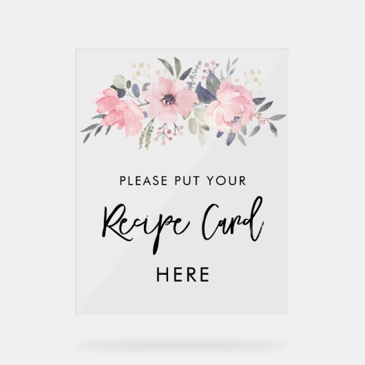 Roze Bloemen Waterverf Vrijgezellenfeest Recept Acryl Bord (Voorkant)