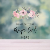 Roze Bloemen Waterverf Vrijgezellenfeest Recept Acryl Bord (Neutraal)