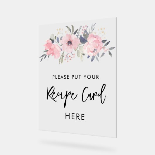 Roze Bloemen Waterverf Vrijgezellenfeest Recept Acryl Bord (Hoek)