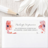 Roze bloemen Waterverf Weddenschap Etiket (Insitu)