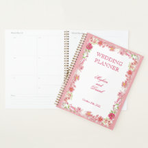 Roze Bloemen Waterverf Wedding Planner
